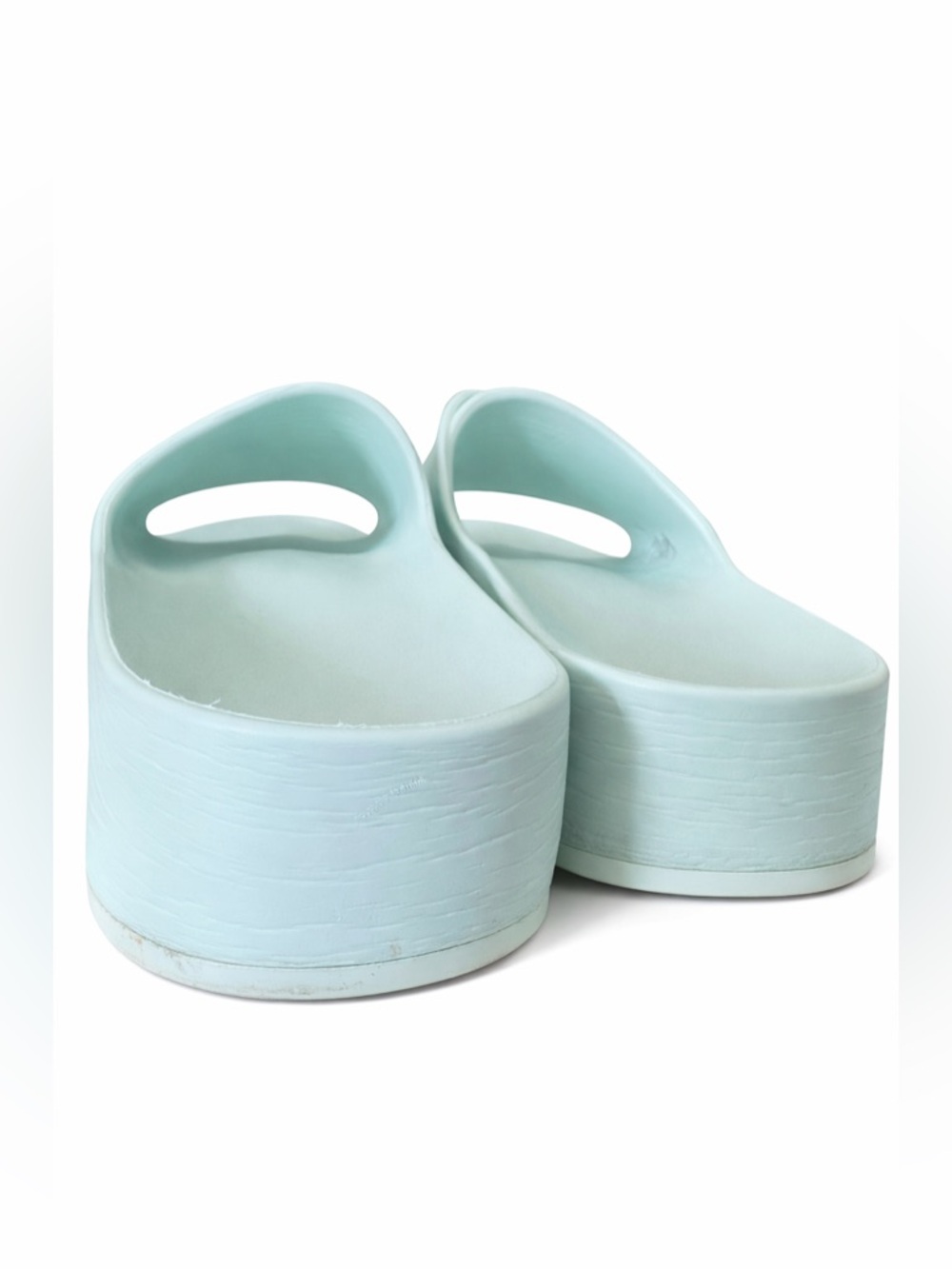 Authentic BALENCIAGA Pool Rubber Womens Chunky Slide Logo Sandals 40 Green Aqua - Picture 9 of 12